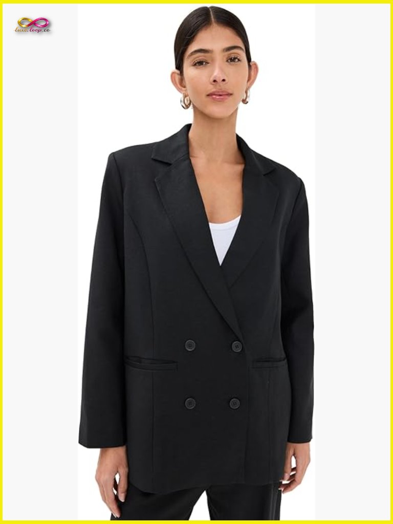 Relaxed Fit Linen Blend Blazer Minimalist Casual Oversized Chic Double Breasted